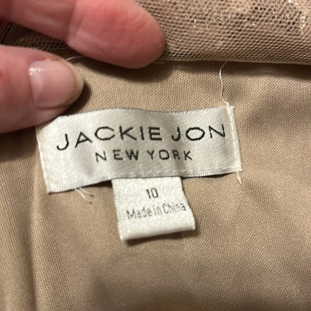 Jackie Jon beige lace cocktail dress . Sz 10